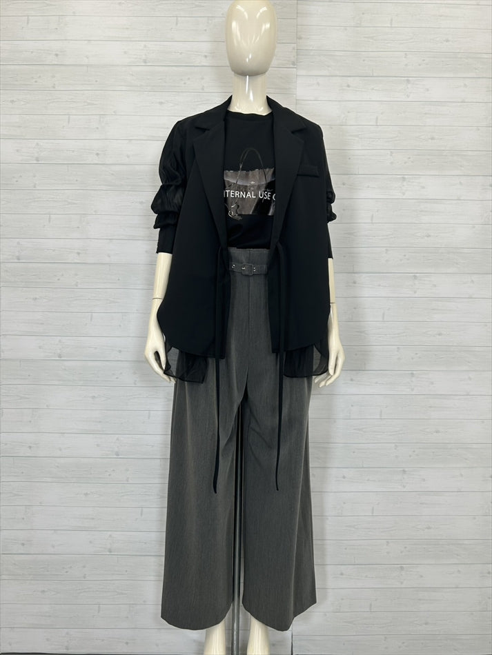 sleeve back see through tailored jacket