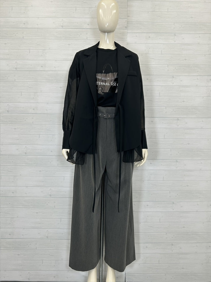 sleeve back see through tailored jacket