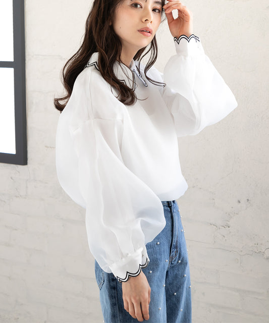 collar embroidery blouse
