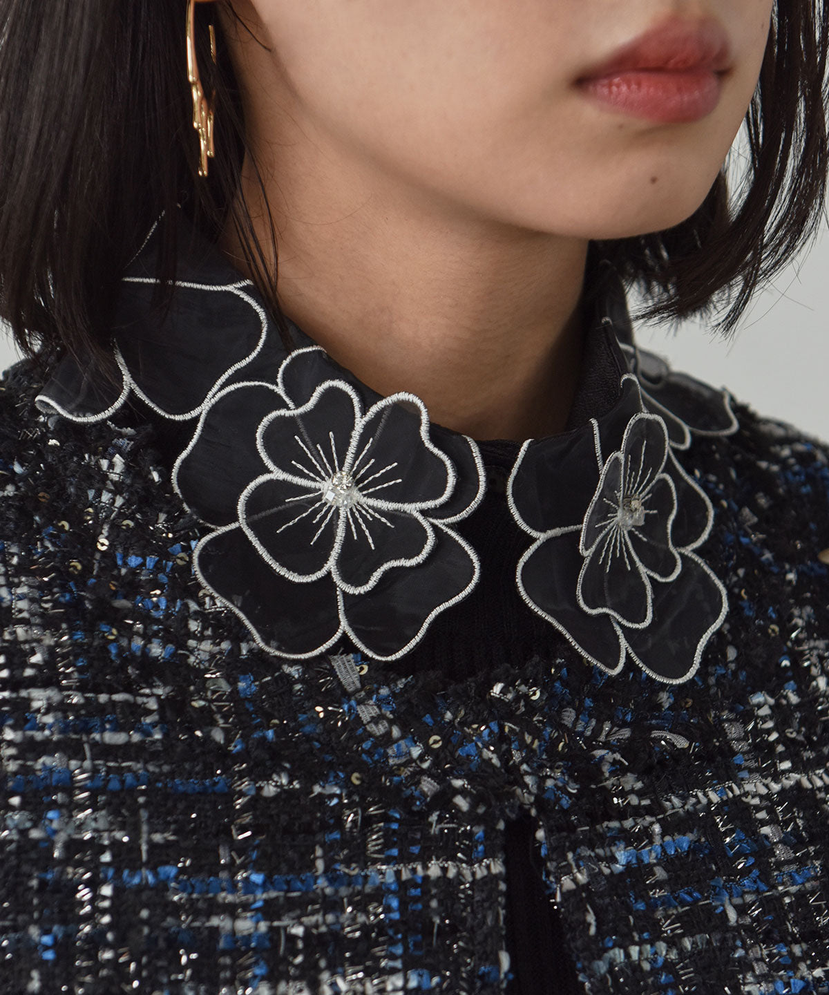 flower organza  false collar