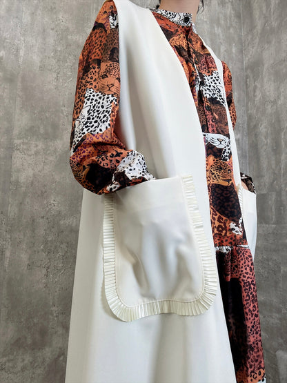 pocket pleated long gilet