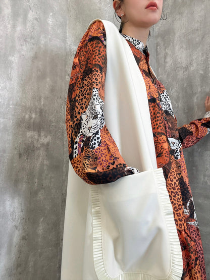 pocket pleated long gilet