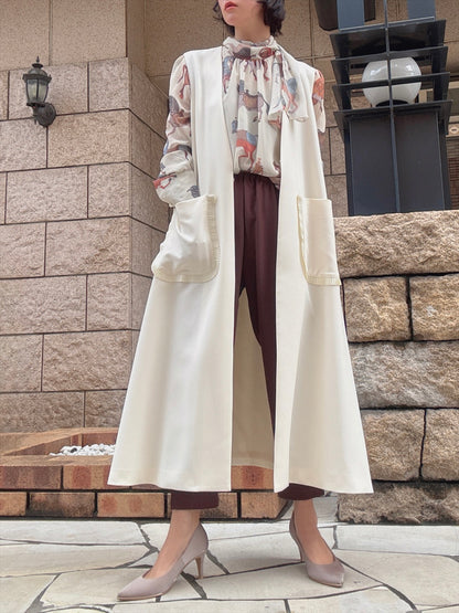 pocket pleated long gilet