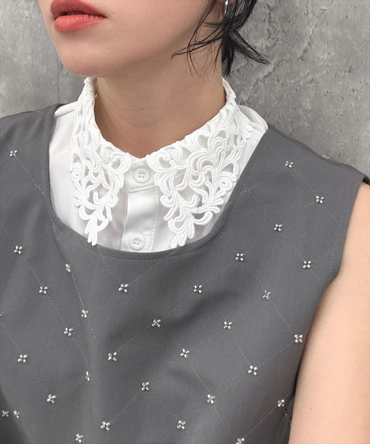 cut work false collar