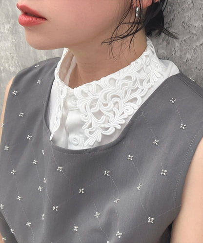 cut work false collar