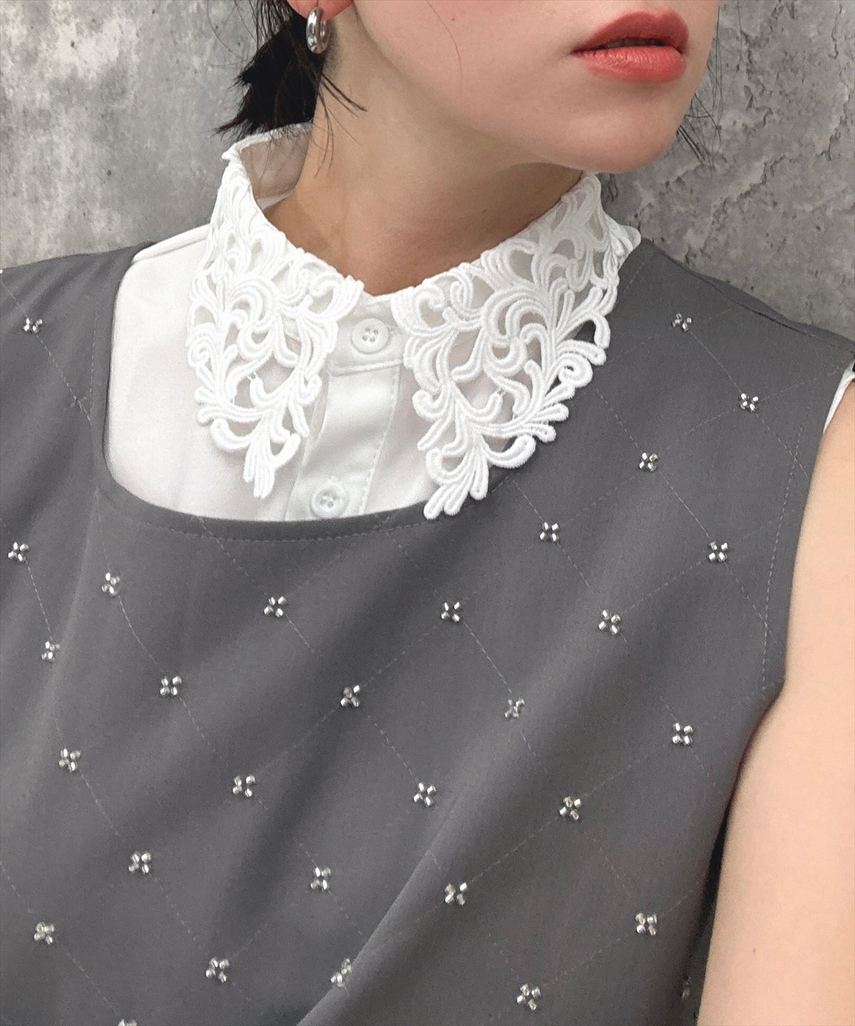 cut work false collar