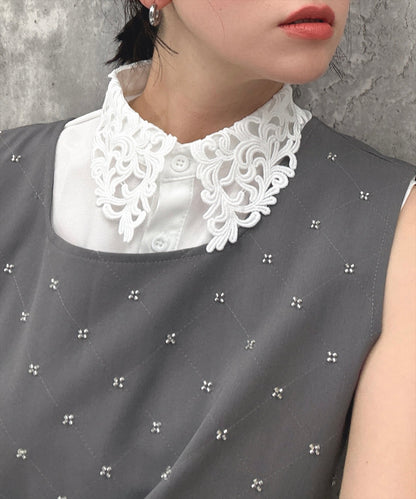 cut work false collar