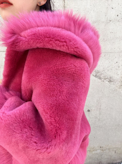 Sheep skin Fur Hoodie