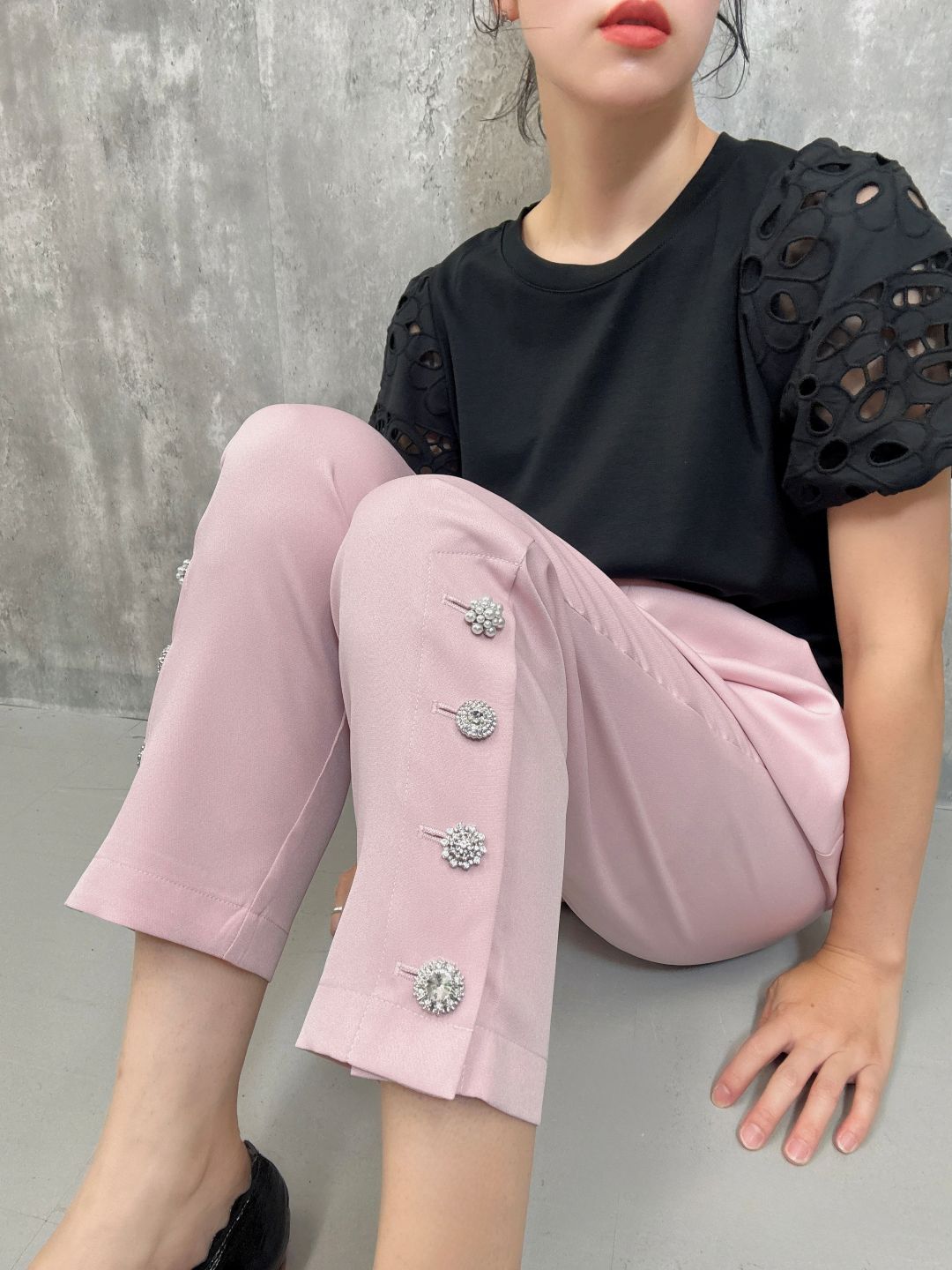hem bijou button pants