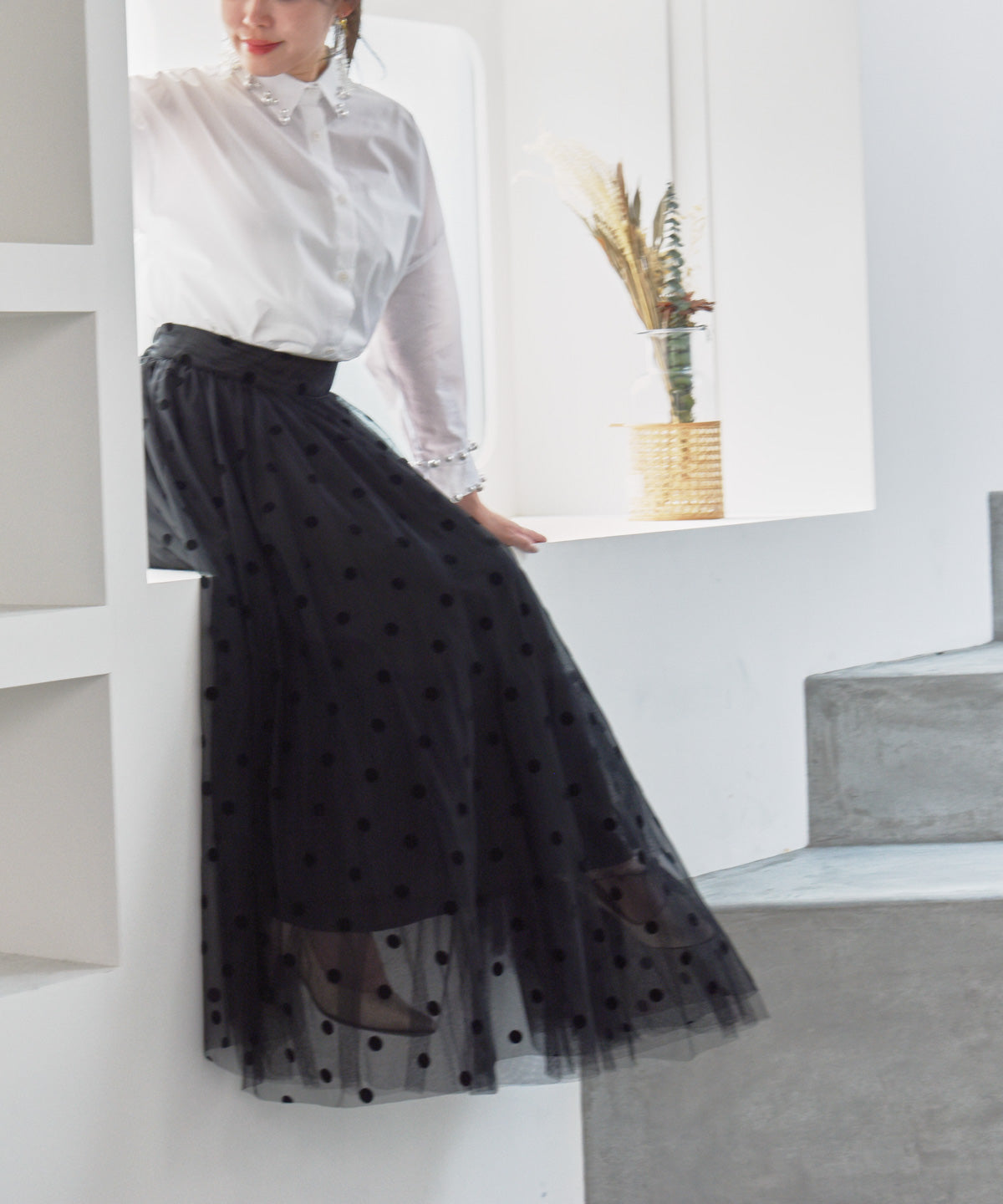 tulle flocky dot skirt – miele grande