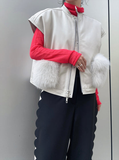 sheepskin down fur with pocket vest
