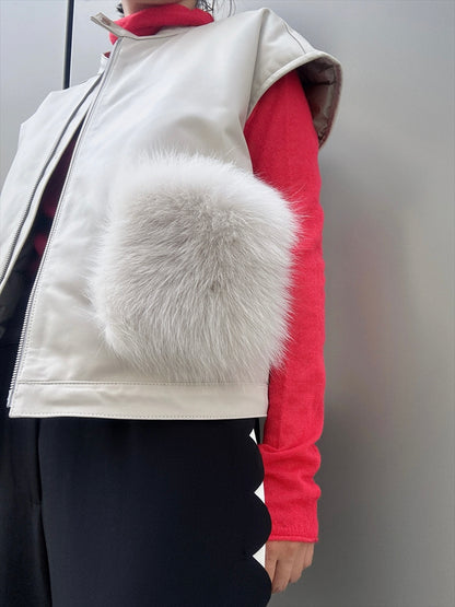 sheepskin down fur with pocket vest