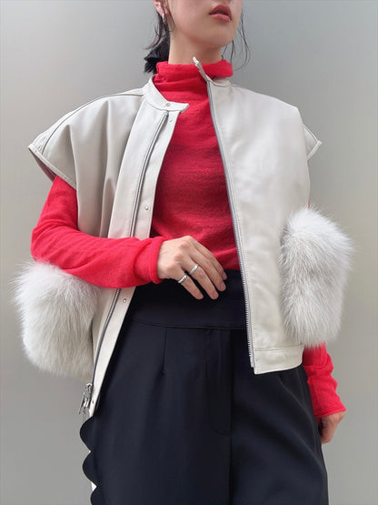 sheepskin down fur with pocket vest