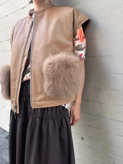 sheepskin down fur with pocket vest