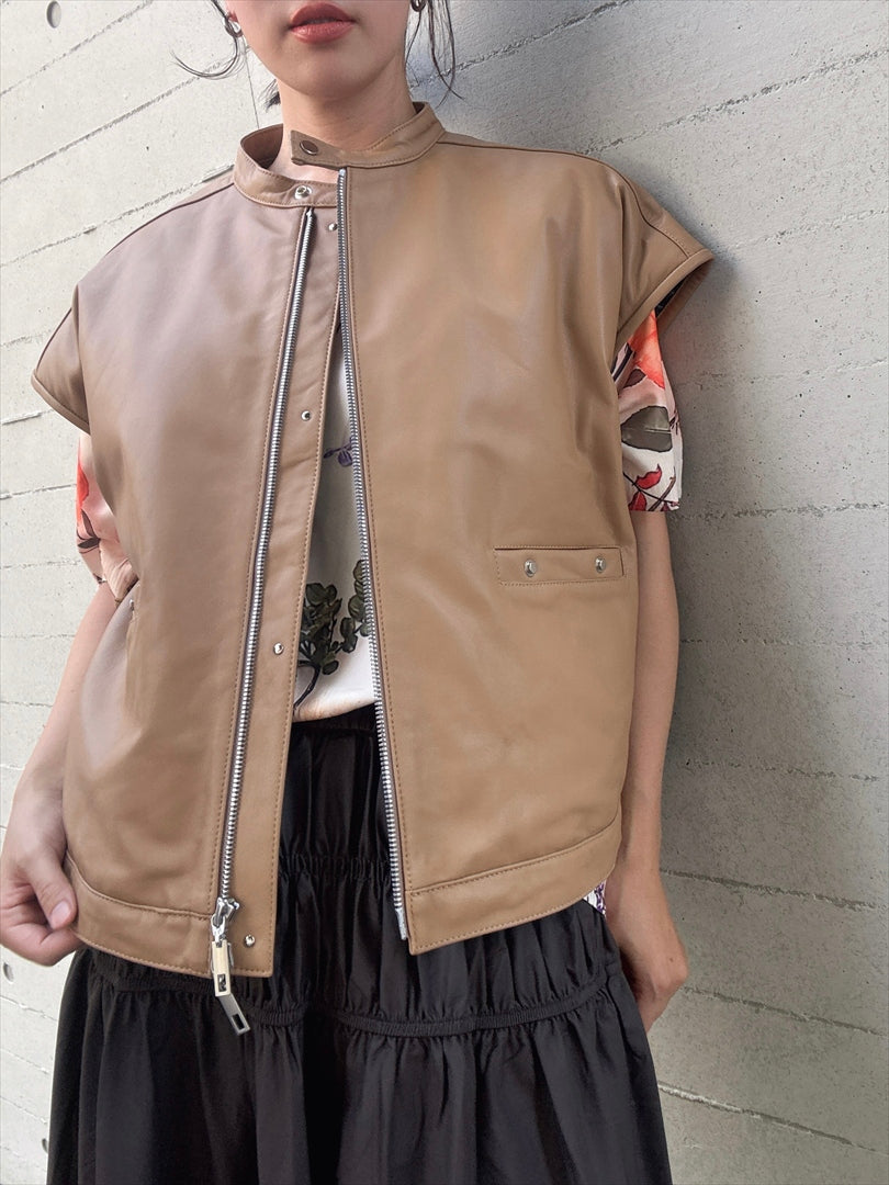 sheepskin down fur with pocket vest