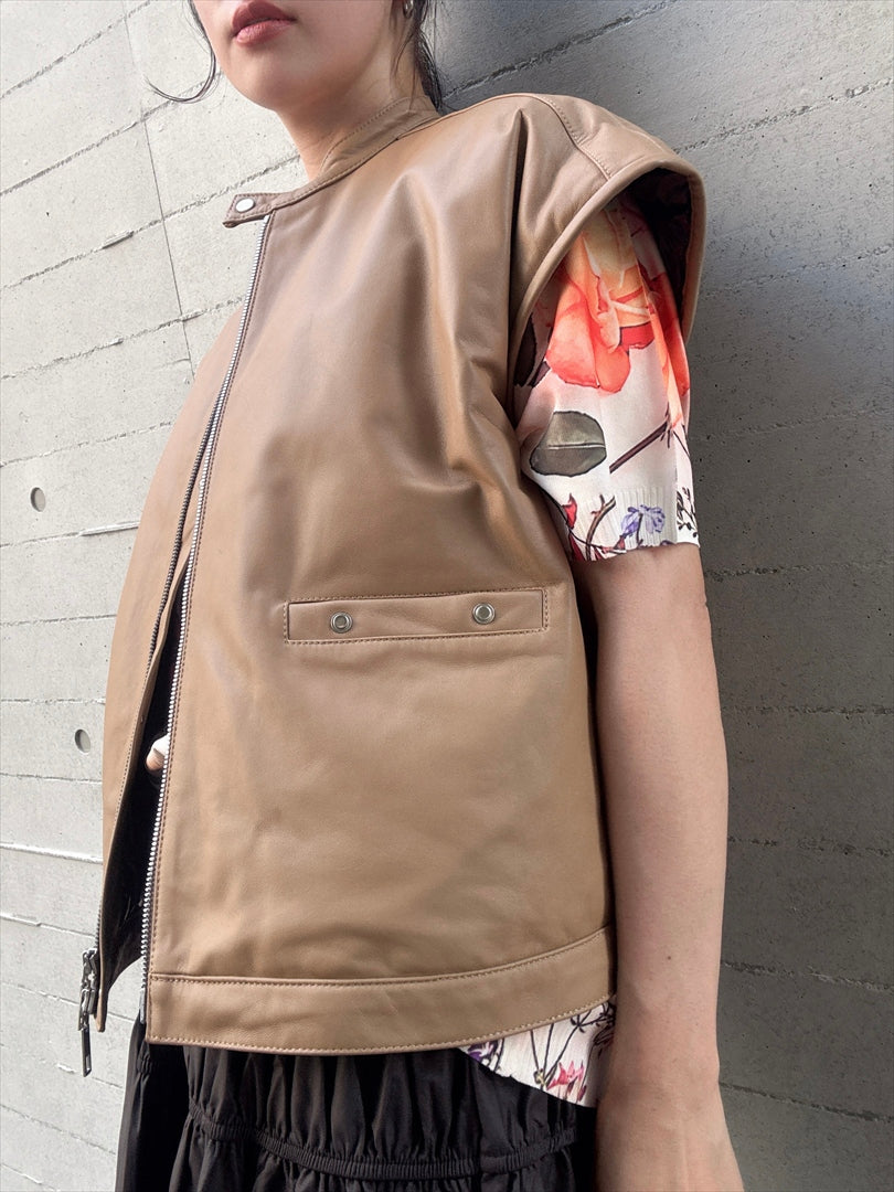 sheepskin down fur with pocket vest