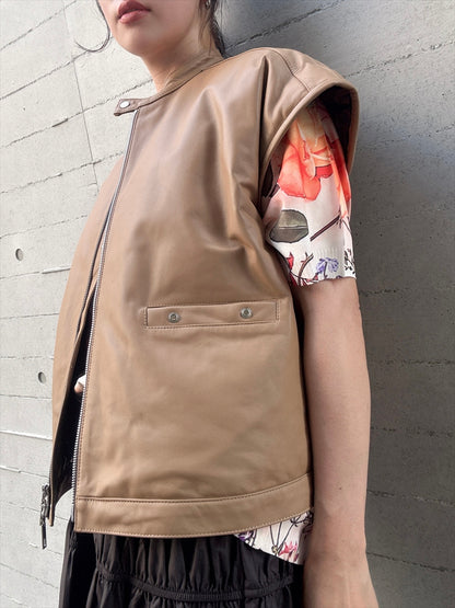 sheepskin down fur with pocket vest