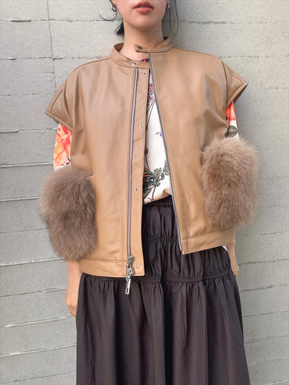 sheepskin down fur with pocket vest