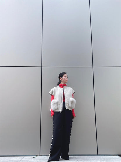 sheepskin down fur with pocket vest