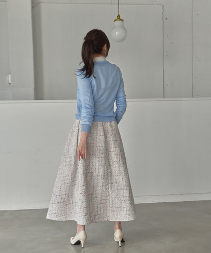 color mix tweed long skirt