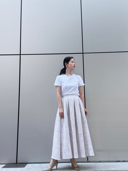 color mix tweed long skirt