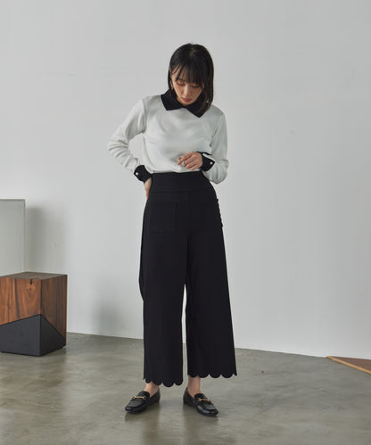 hem pocket scalloped pants