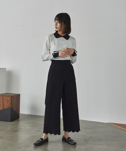 hem pocket scalloped pants