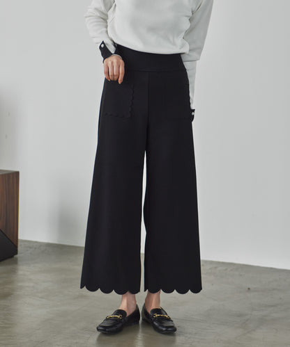 hem pocket scalloped pants