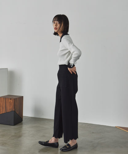 hem pocket scalloped pants