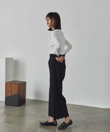 hem pocket scalloped pants