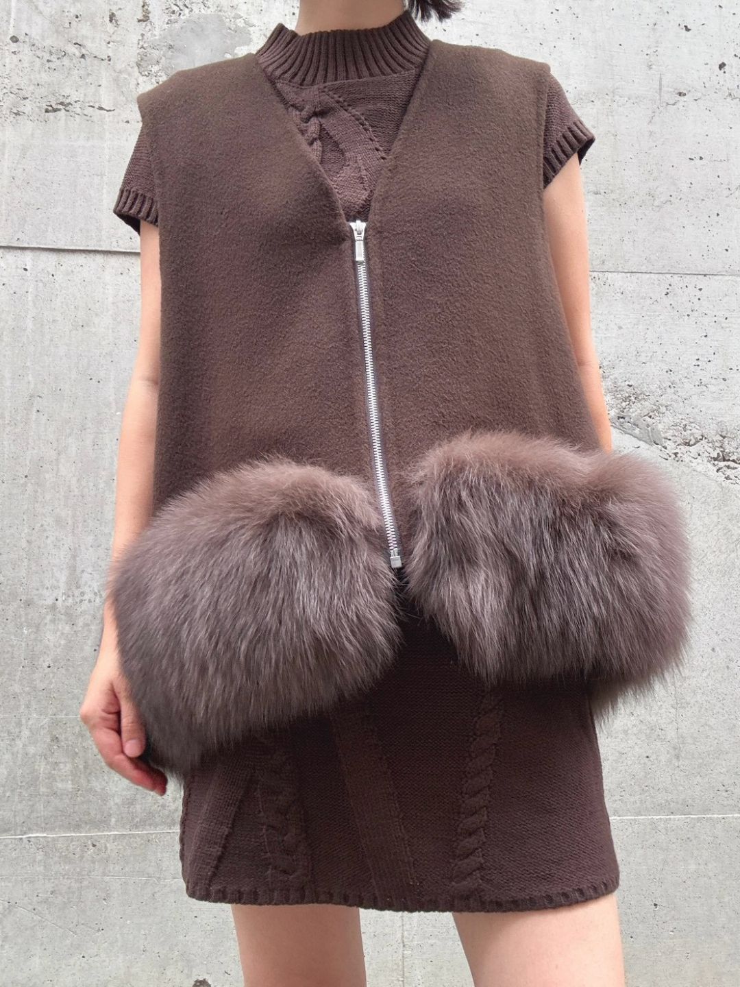 fur wool vest　