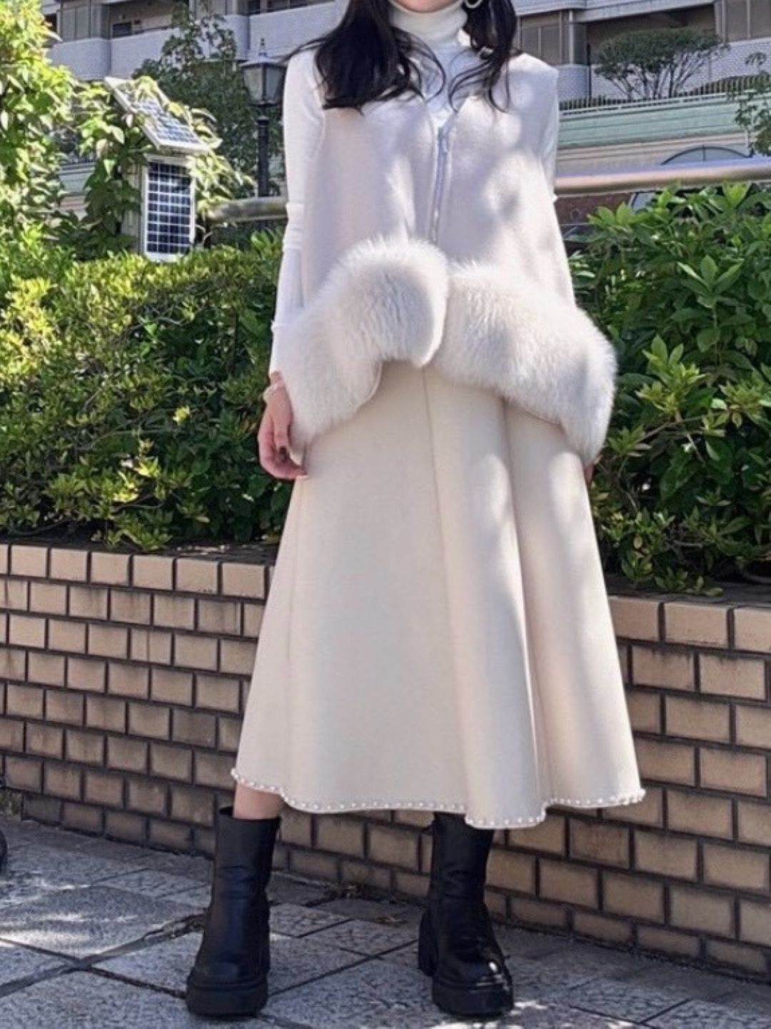 fur wool vest　