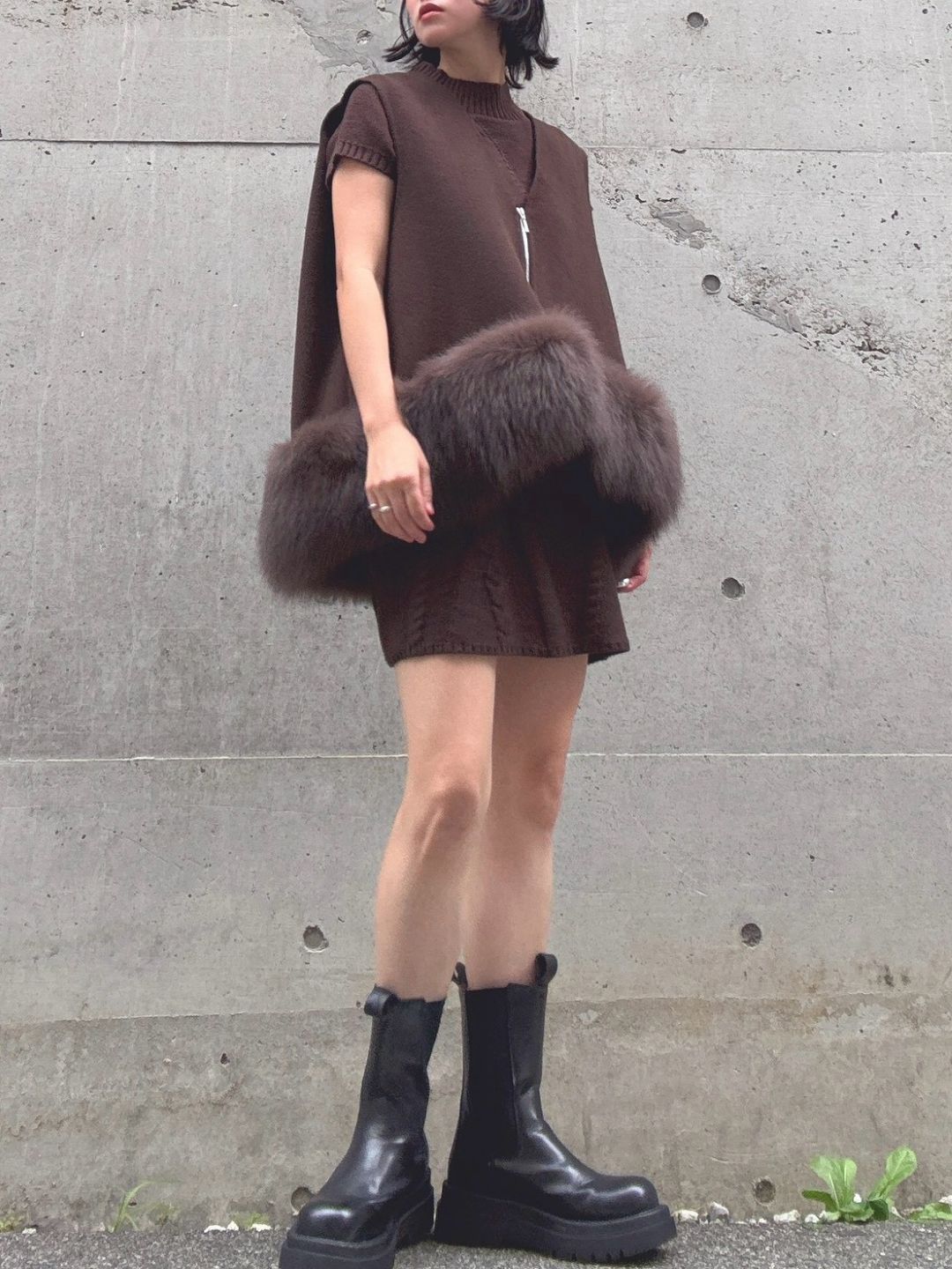fur wool vest　
