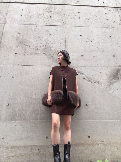 fur wool vest　