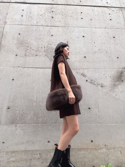 fur wool vest　