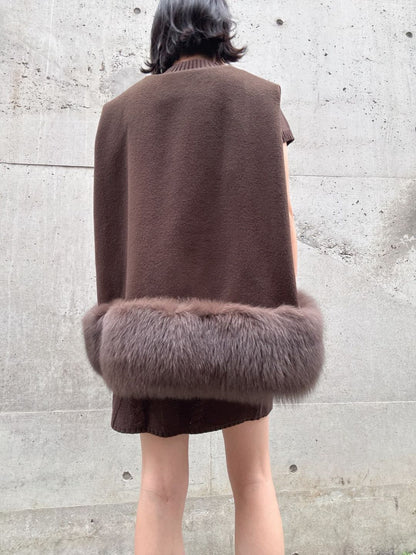 fur wool vest　