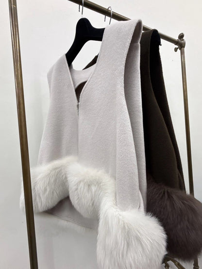 fur wool vest　