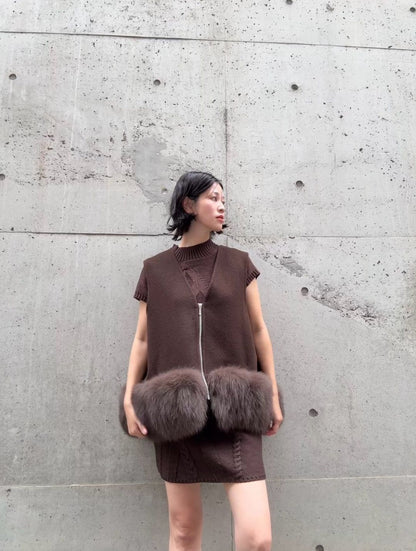 fur wool vest　