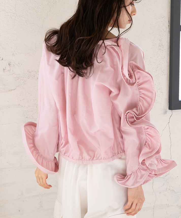 three-dimensional frills  blouson