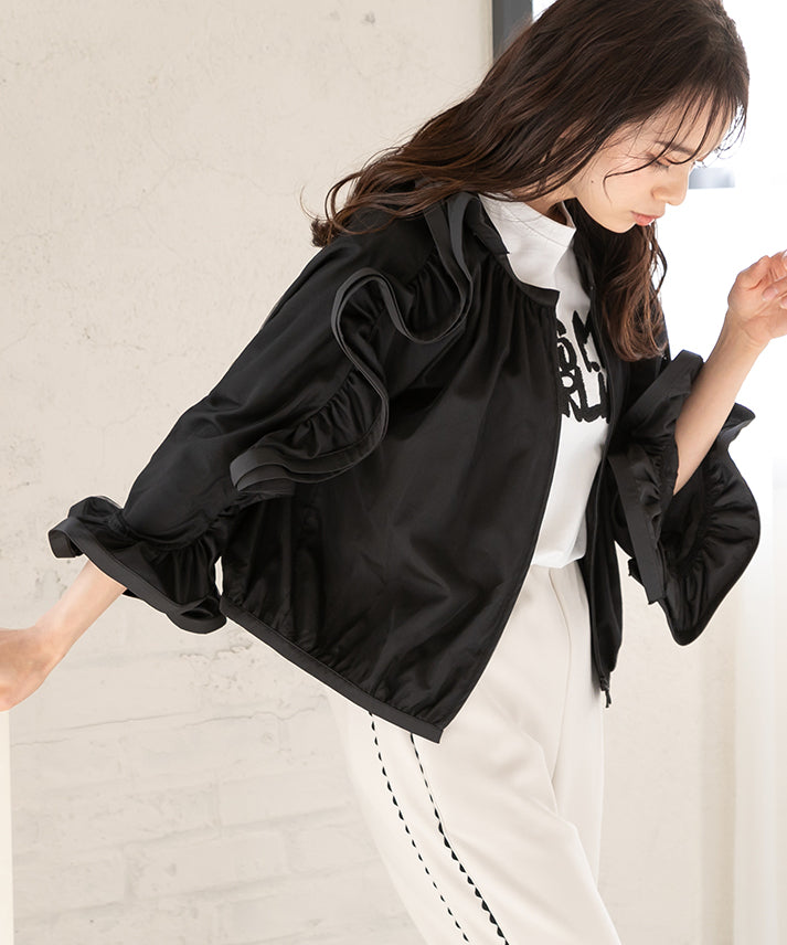 three-dimensional frills  blouson