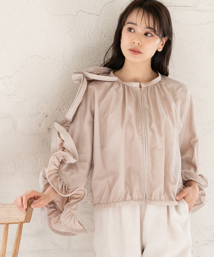 three-dimensional frills  blouson