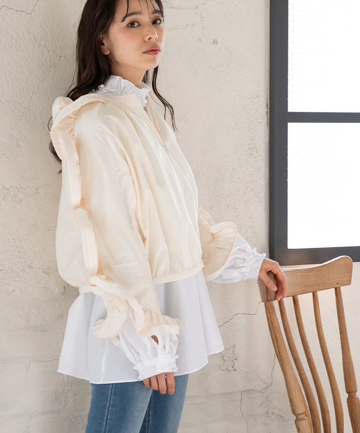 three-dimensional frills  blouson