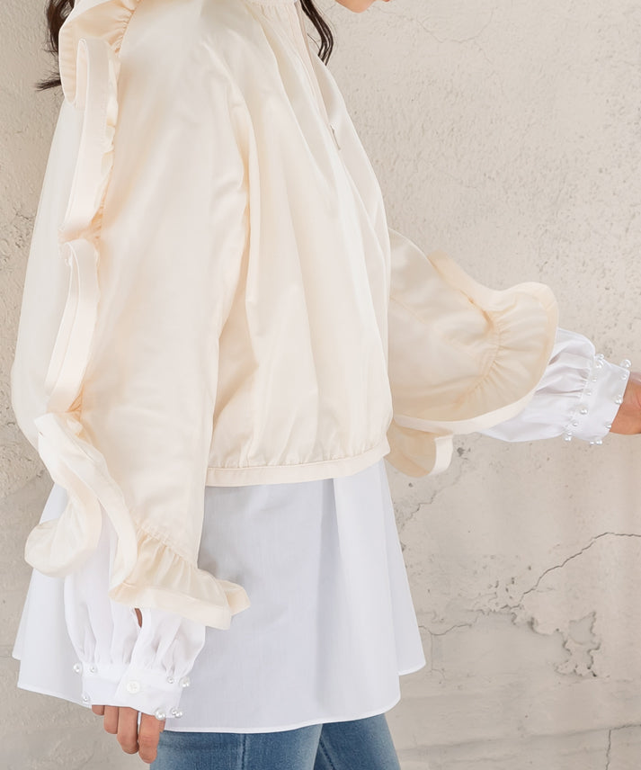 three-dimensional frills  blouson