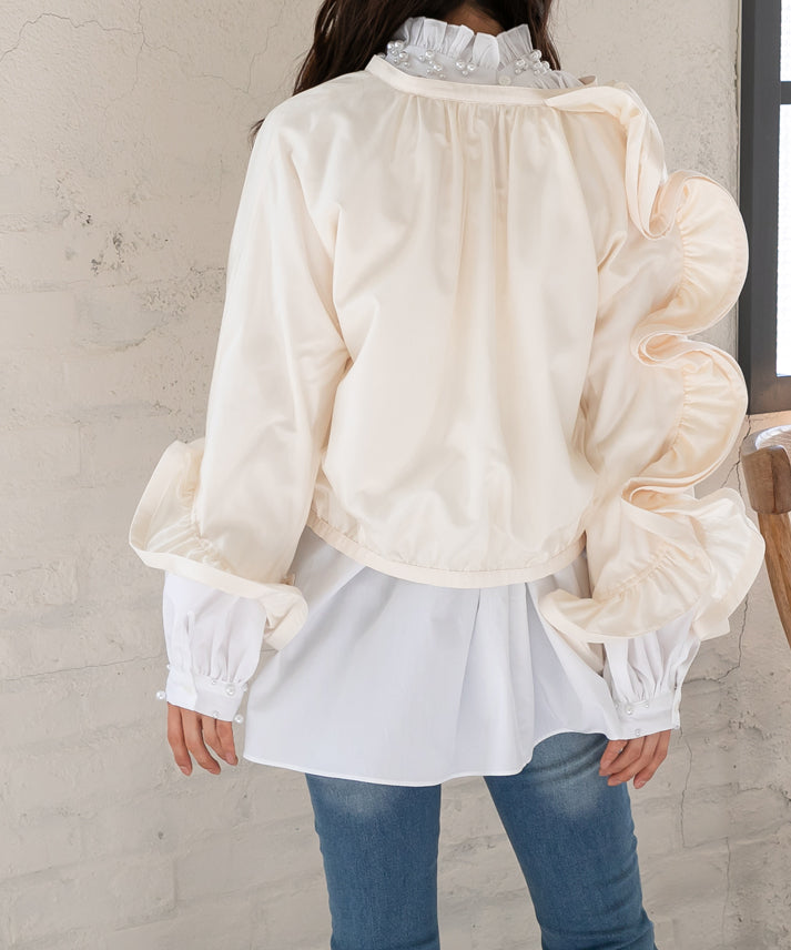 three-dimensional frills  blouson