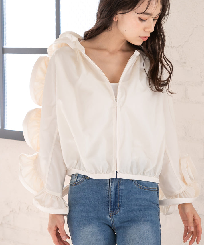 three-dimensional frills  blouson