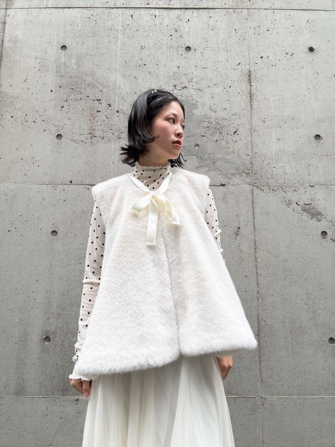 fake fur flare poncho