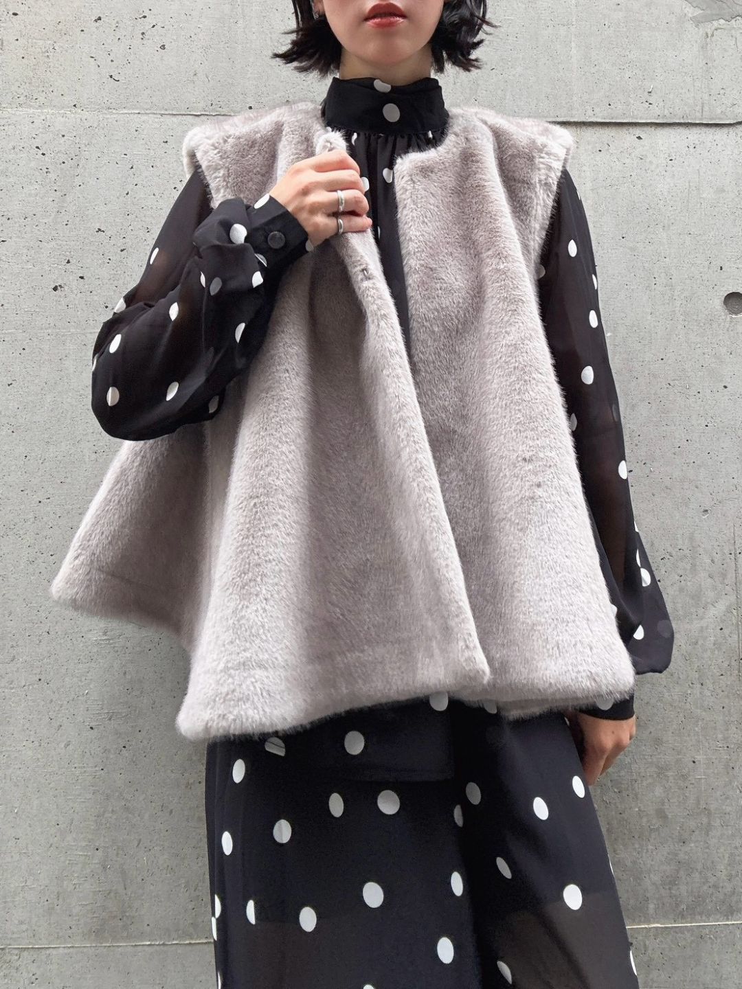 fake fur flare poncho
