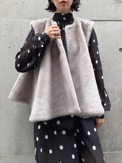 fake fur flare poncho