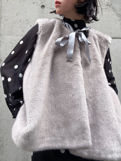fake fur flare poncho