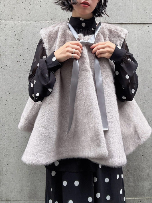 fake fur flare poncho